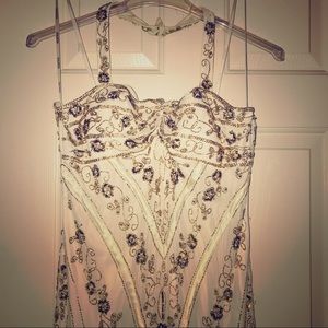 Night Way Cream and Gold Sequin Beaded Formal